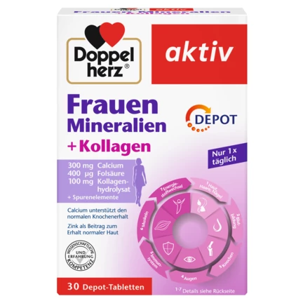 Abbildung der Produktverpackung Doppelherz aktiv Frauen Mineralien DEPOT Frontansicht